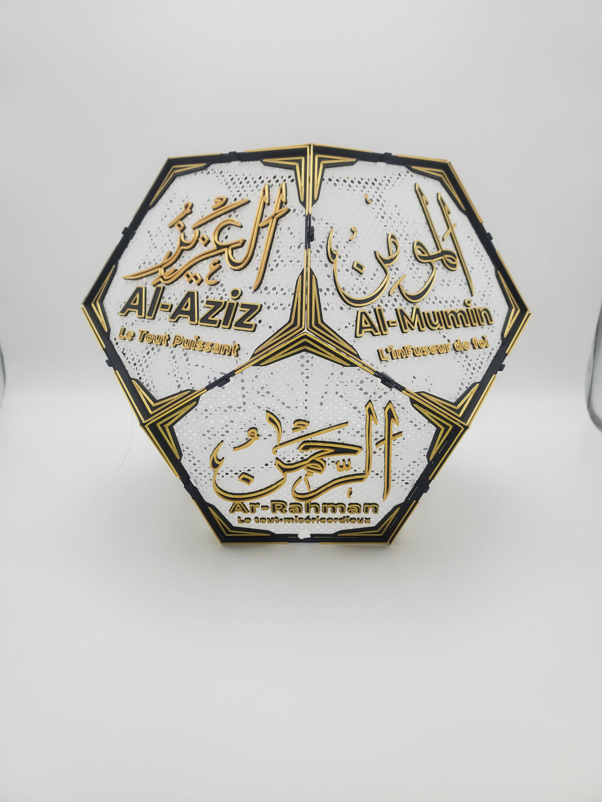Abat-jour islamique dodécaèdre E27 taille m fond blanc